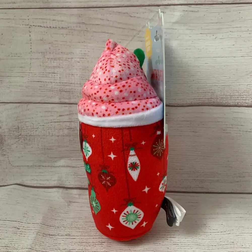 Fringe Dog Toy with Squeaker Peppermint Mocha Christmas Chew Fetch Crinkle 8